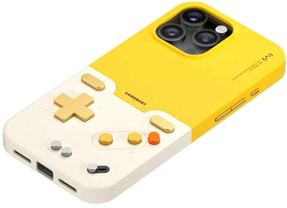 GAMEBABY dėklas iPhone 16 Pro Max su retro valdymo svirtelėmis