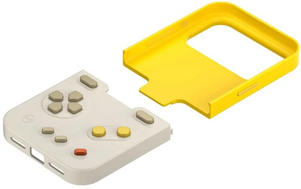 GAMEBABY dėklas su valdikliu, skirtas iPhone 17 Pro, geltonas