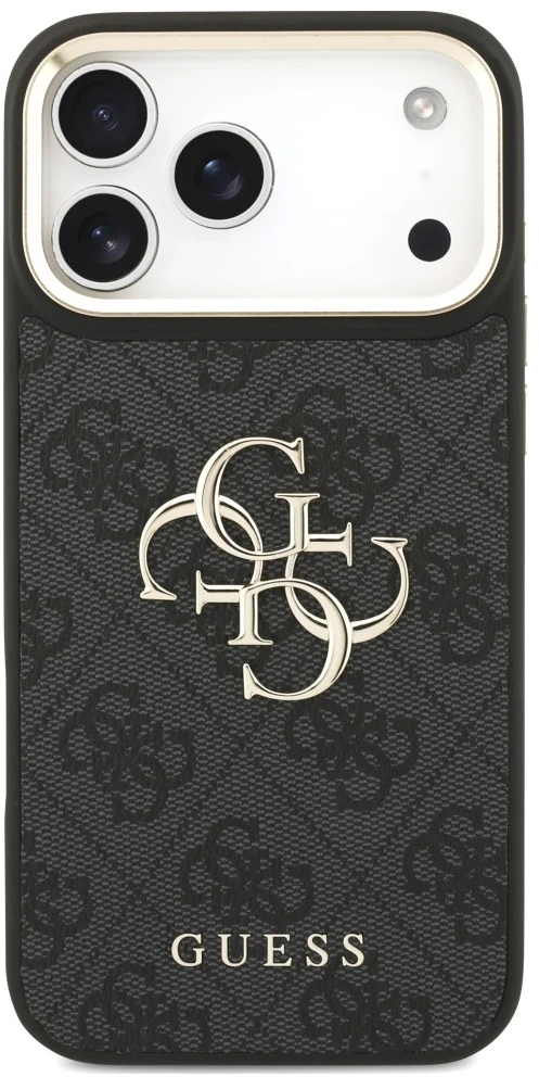 Dėklas Guess 4G Big 4G Classic Logo Big Strap Metal Mygtukai do iPhone 18 Pro / 17 Pro juoda