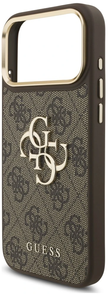 Dėklas Guess 4G Big 4G Classic Logo Big Strap Metal Mygtukai do iPhone 18 Pro Max / 17 Pro Max ruda