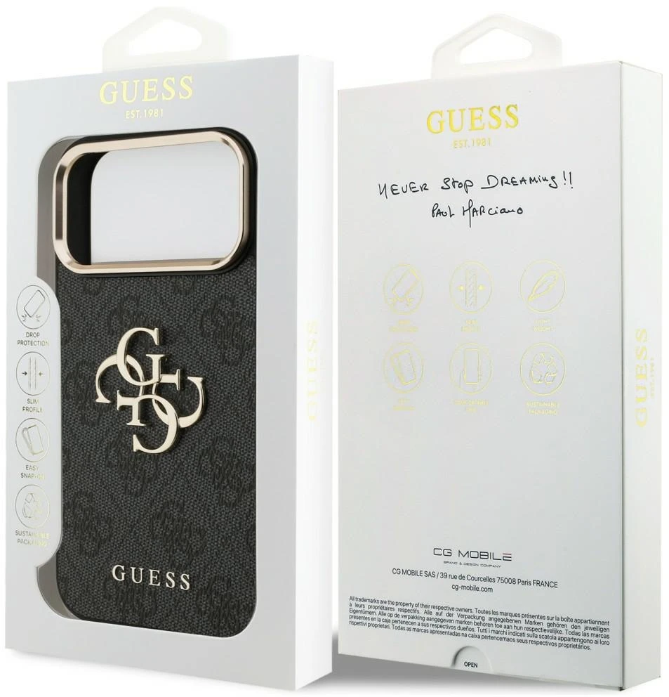 Dėklas Guess 4G Big 4G Classic Logo Case for iPhone 17 Pro Max / 18 Pro Max - Juodas and Gold