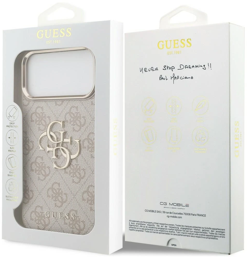 Dėklas Guess 4G Big 4G Classic Logo do iPhone 18 Pro Max / 17 Pro Max rožinė auksinė
