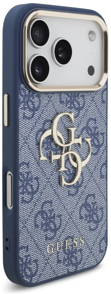 Dėklas Guess 4G Big 4G Classic Logo do iPhone 18 Pro / 17 Pro mėlyna auksinė