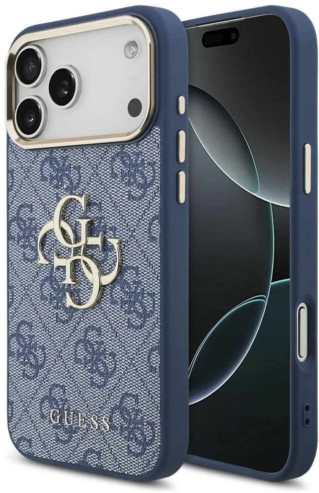 Dėklas Guess 4G Big 4G Classic Logo do iPhone 18 Pro Max / 17 Pro Max mėlyna auksinė