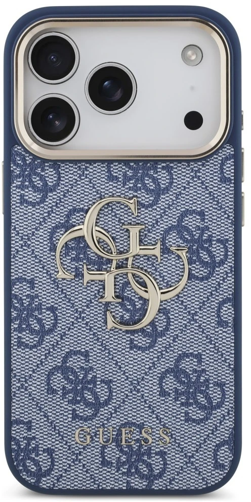 Dėklas Guess 4G Big 4G Classic Logo do iPhone 18 Pro / 17 Pro mėlyna auksinė