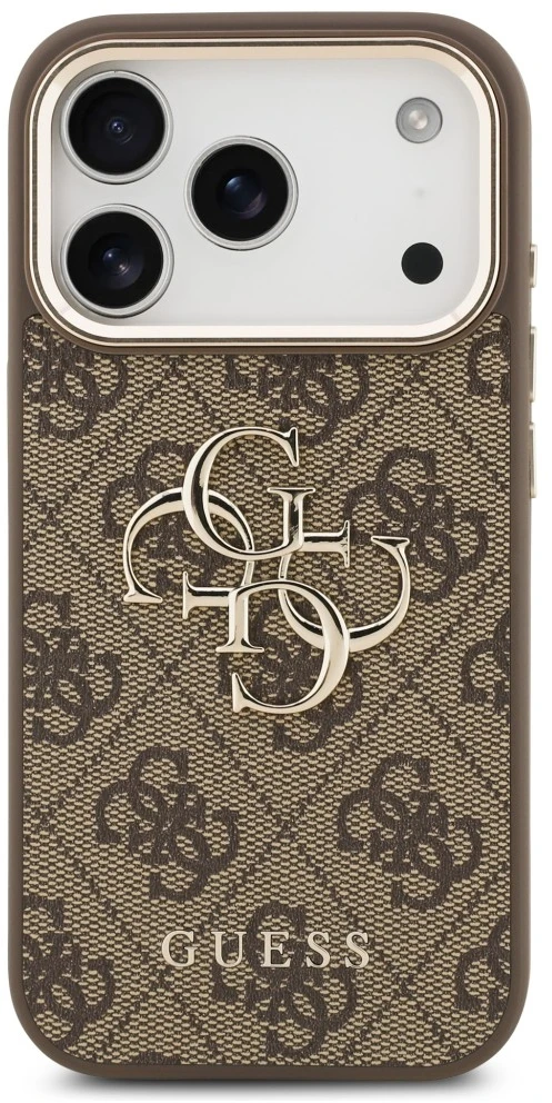 Dėklas Guess 4G Big 4G Classic Logo do iPhone 18 Pro / 17 Pro ruda auksinė