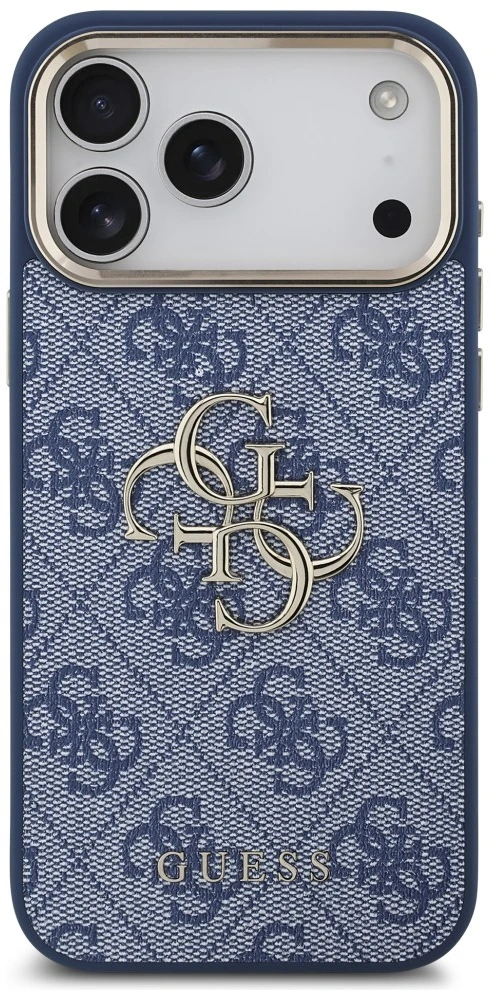 Dėklas Guess 4G Big 4G Classic Logo do iPhone 18 Pro Max / 17 Pro Max mėlyna auksinė
