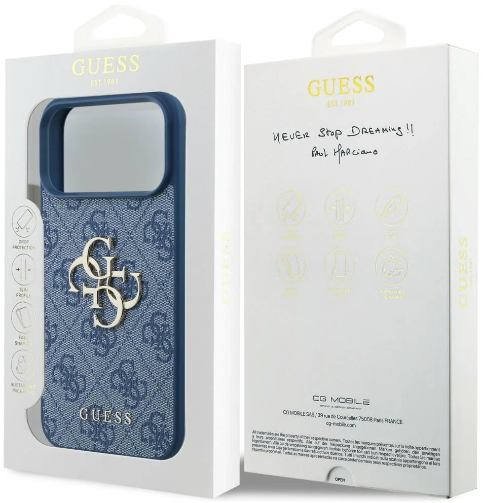 Dėklas Guess 4G Big Logo do iPhone 18 Pro Max / 17 Pro Max mėlyna