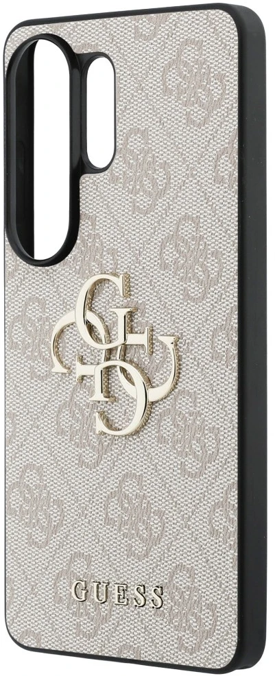 Guess PU 4G Metal Logo dėklas skirtas Samsung Galaxy S26 Ultra rožinės spalvos