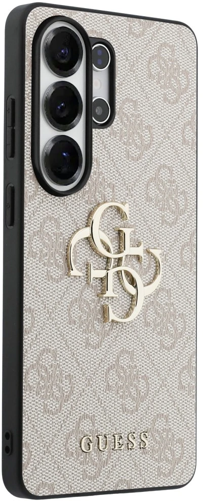 Guess PU 4G Metal Logo dėklas skirtas Samsung Galaxy S26 Ultra rožinės spalvos