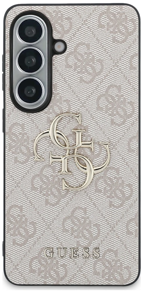 Guess PU 4G Metal Logo dėklas skirtas Samsung Galaxy S26 rožinės spalvos