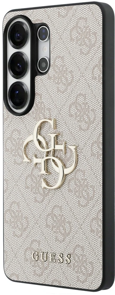 Guess PU 4G Metal Logo dėklas skirtas Samsung Galaxy S26 Ultra rožinės spalvos
