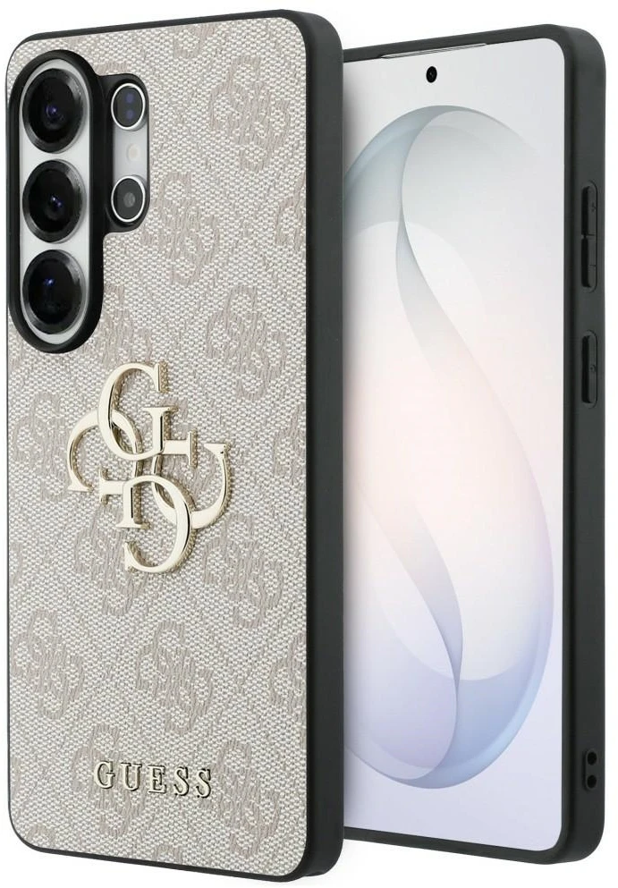Guess PU 4G Metal Logo dėklas skirtas Samsung Galaxy S26 Ultra rožinės spalvos