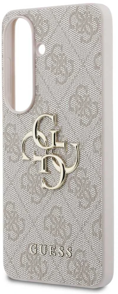 Guess PU 4G Metal Logo dėklas skirtas Samsung Galaxy S26 rožinės spalvos