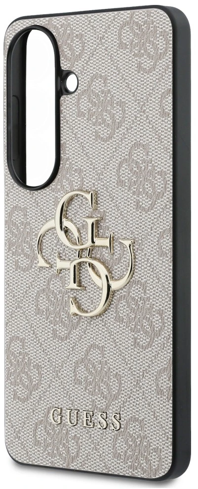 Guess PU 4G Metal Logo dėklas skirtas Samsung Galaxy S26 rožinės spalvos