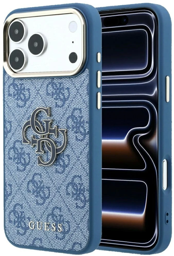 Dėklas Guess 4G & Big Resin Logo do iPhone 18 Pro / 17 Pro Šviesiai mėlynas