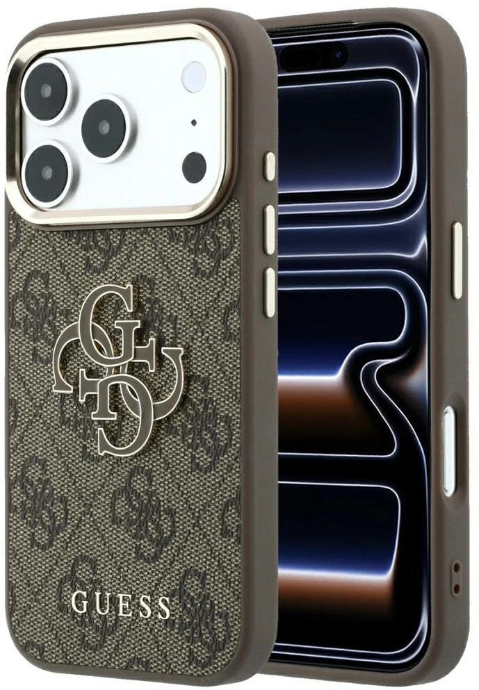 Dėklas Guess 4G & Big Resin Logo do iPhone 18 Pro Max / 17 Pro Max ruda