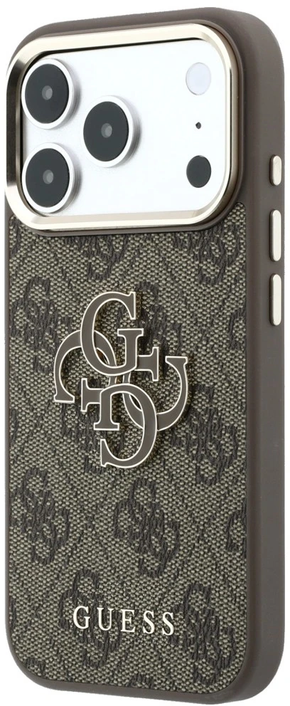 Dėklas Guess 4G & Big Resin Logo skirtas iPhone 18 Pro / iPhone 17 Pro ruda