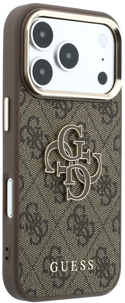 Dėklas Guess 4G & Big Resin Logo skirtas iPhone 18 Pro / iPhone 17 Pro ruda