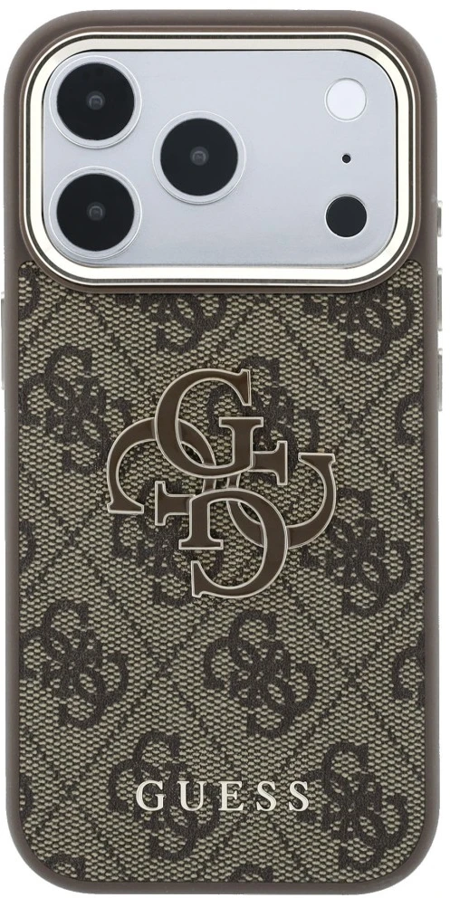 Dėklas Guess 4G & Big Resin Logo skirtas iPhone 18 Pro / iPhone 17 Pro ruda