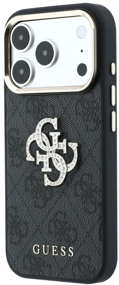 Dėklas Guess 4G & Big Strass Logo do iPhone 18 Pro Max / 17 Pro Max juoda