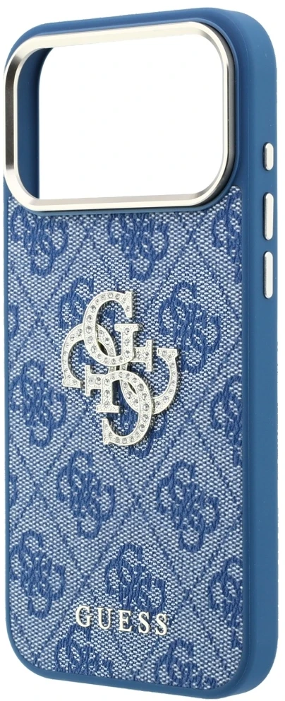 Dėklas Guess 4G & Big Strass Logo do iPhone 18 Pro Max / 17 Pro Max mėlyna