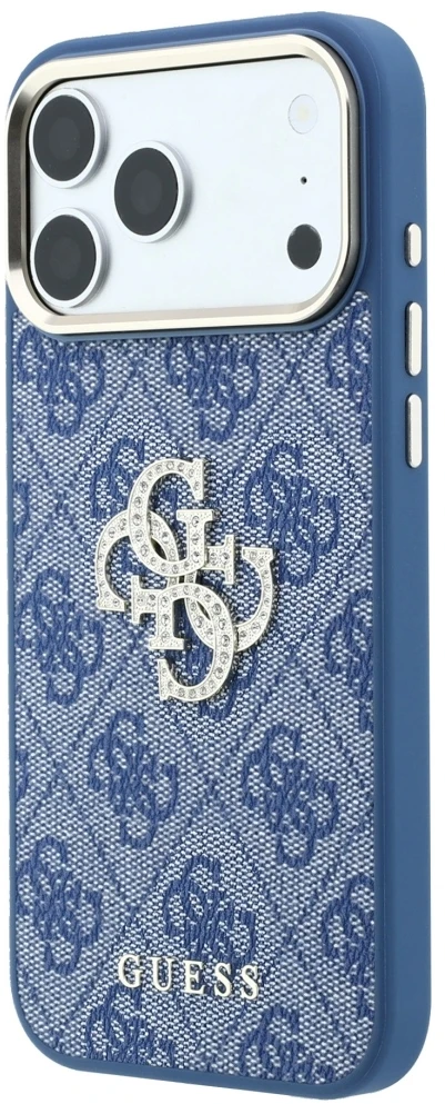 Dėklas Guess 4G & Big Strass Logo do iPhone 18 Pro Max / 17 Pro Max mėlyna
