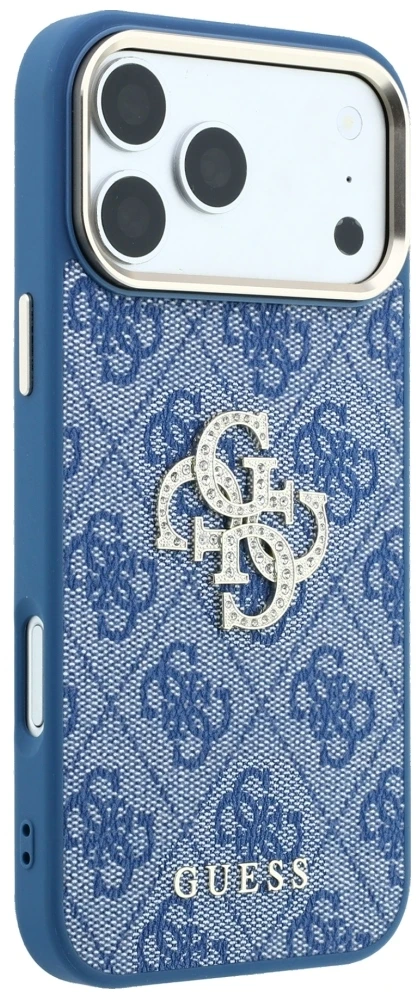 Dėklas Guess 4G & Big Strass Logo do iPhone 18 Pro Max / 17 Pro Max mėlyna