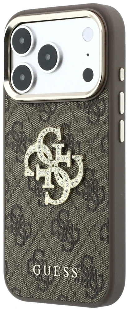 Dėklas Guess 4G & Big Strass Logo do iPhone 18 Pro Max / 17 Pro Max ruda