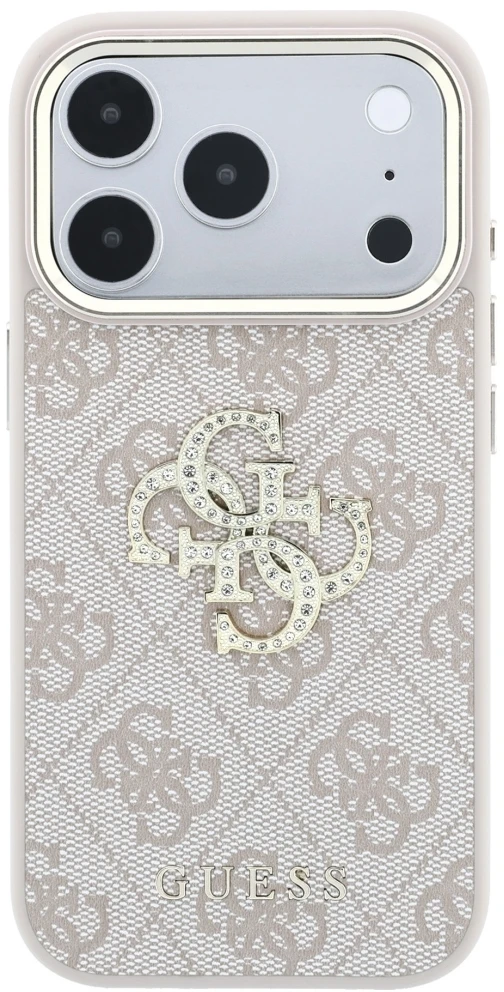 Dėklas Guess 4G & Big Strass Logo do iPhone 18 Pro / 17 Pro rožinė