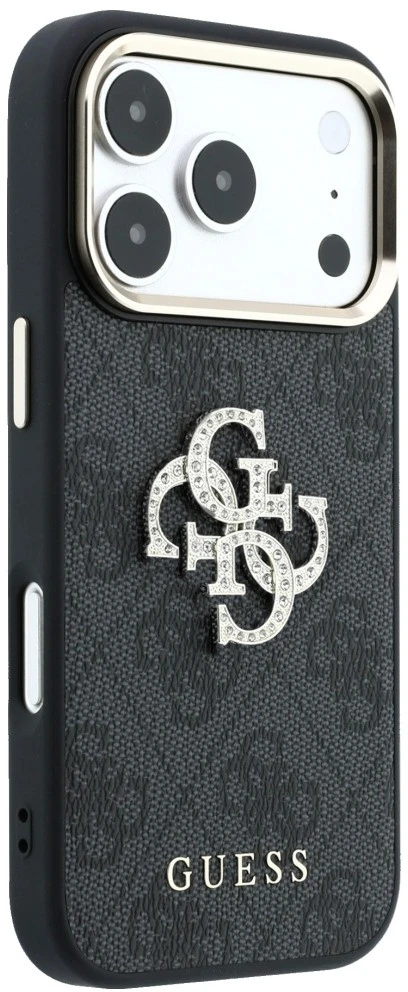 Dėklas Guess 4G & Big Strass Logo do iPhone 18 Pro Max / 17 Pro Max juoda