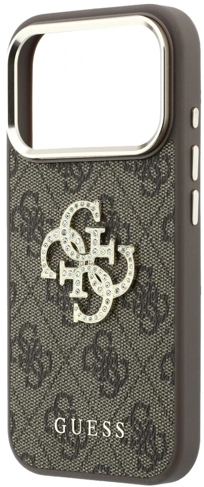Dėklas Guess 4G & Big Strass Logo do iPhone 18 Pro Max / 17 Pro Max ruda