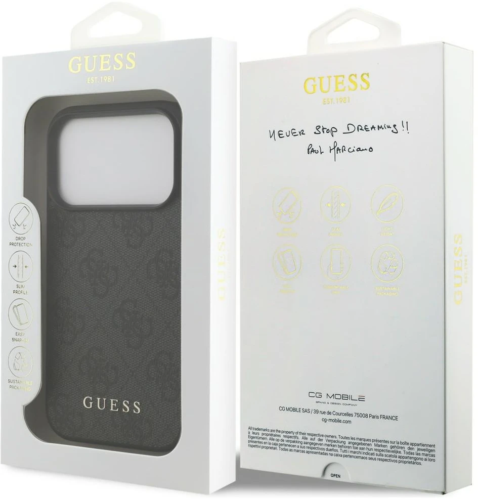 Dėklas Guess 4G Classic skirtas iPhone 18 Pro / iPhone 17 Pro juodas