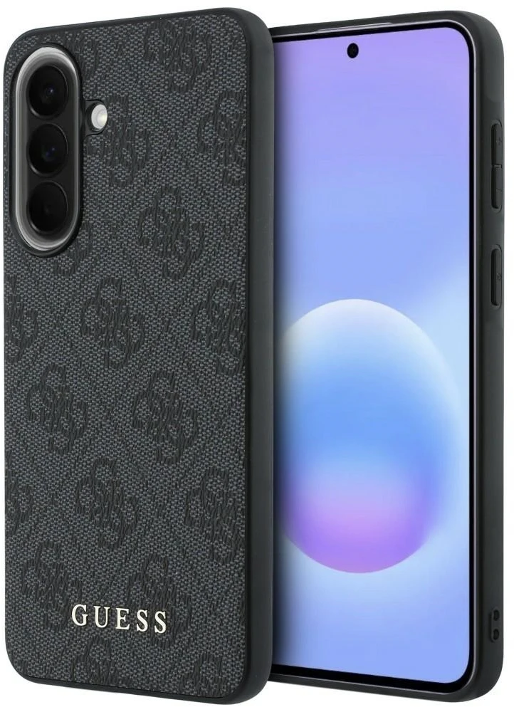 Guess PU 4G Metal Classic Logo dėklas skirtas Samsung Galaxy A57 pilkos spalvos