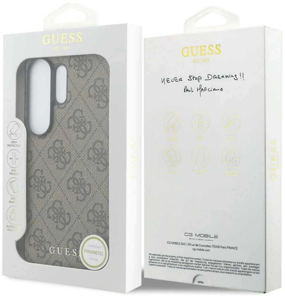 Dėklas Guess 4G Classic Logo Charm MagSafe Samsung Galaxy S26 Ultra rudos spalvos