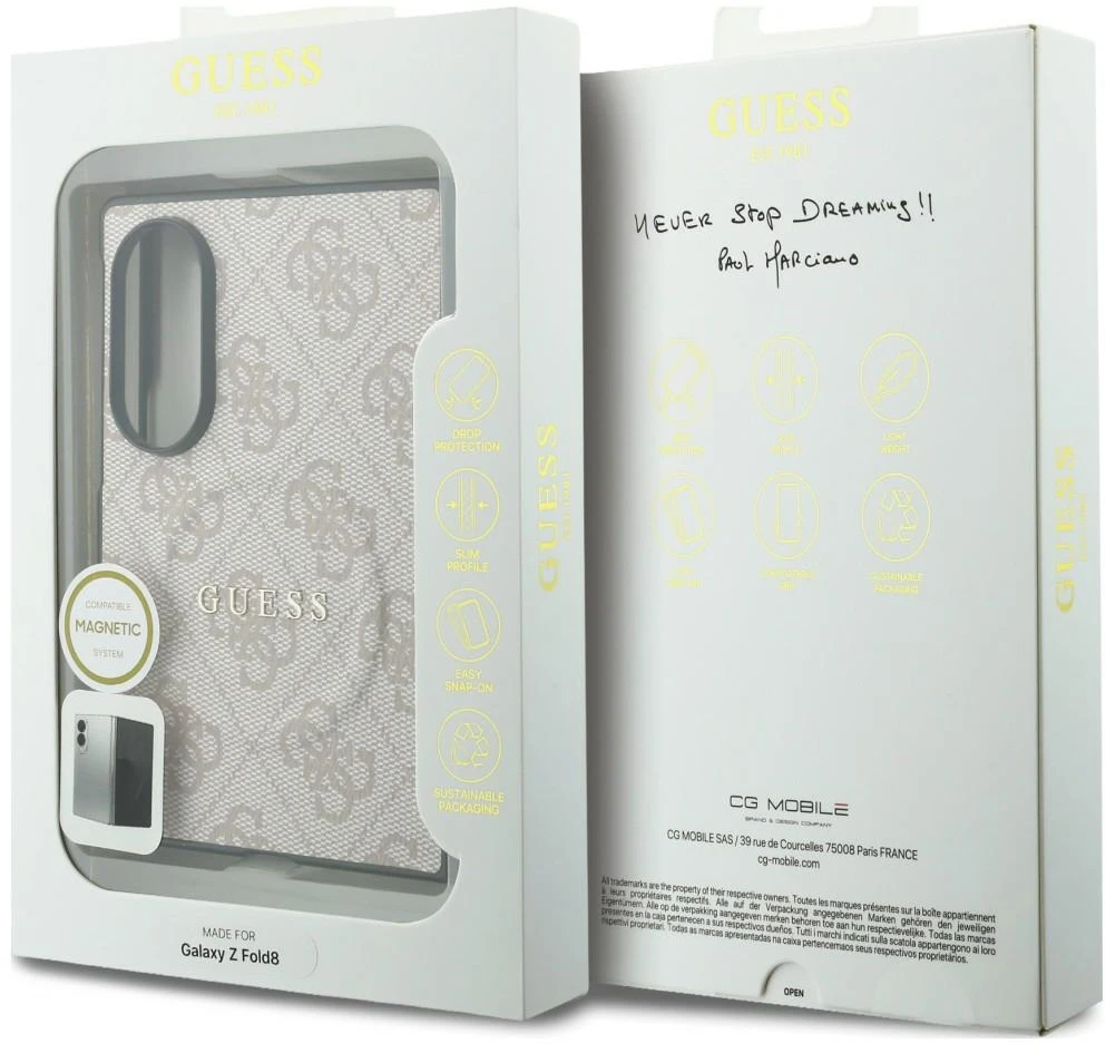 Dėklas Cg Mobile Sas Guess HC Magnetic 4G PU CLASSIC case for Samsung Galaxy Z Fold 8 pink