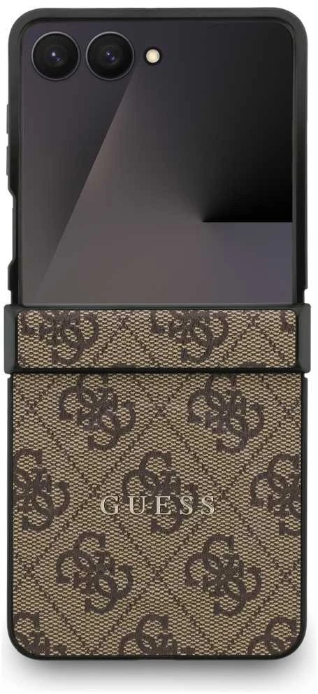 Dėklas Guess 4G Classic MagSafe skirtas Samsung Galaxy Z Flip7 rudos spalvos