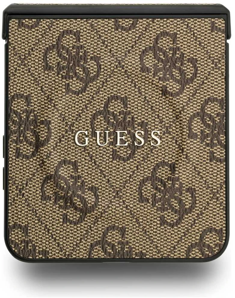 Dėklas Guess 4G Classic MagSafe skirtas Samsung Galaxy Z Flip7 rudos spalvos