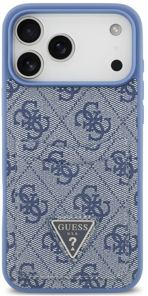 Dėklas Guess 4G Double Card Triangle do iPhone 18 Pro Max / 17 Pro Max mėlyna