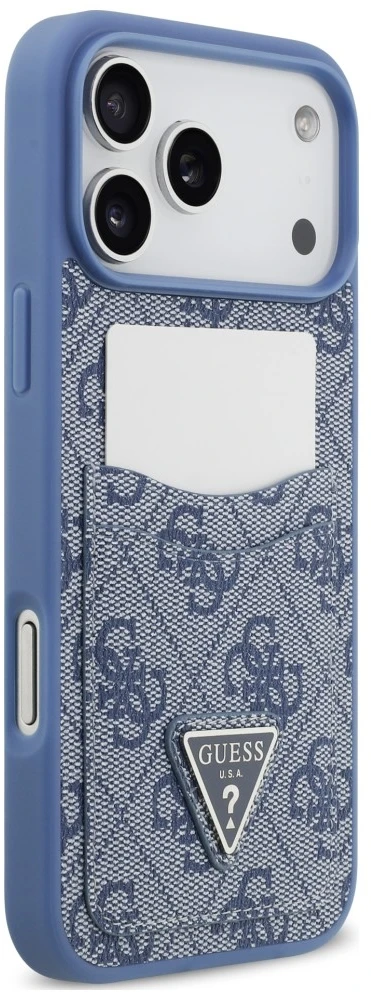 Dėklas Guess 4G Double Card Triangle do iPhone 18 Pro Max / 17 Pro Max mėlyna