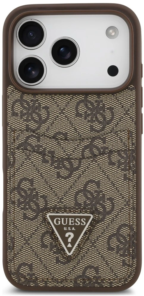 Dėklas Guess 4G Double Card Triangle do iPhone 18 Pro / 17 Pro ruda