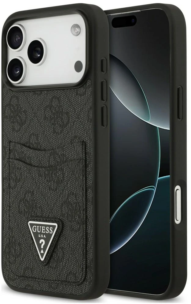 Dėklas Guess 4G Double Card Triangle do iPhone 18 Pro Max / 17 Pro Max juoda