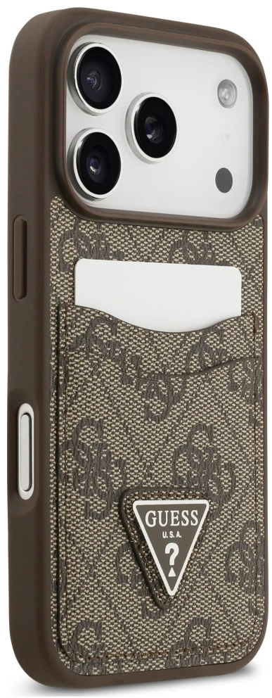 Dėklas Guess 4G Double Card Triangle do iPhone 18 Pro / 17 Pro ruda