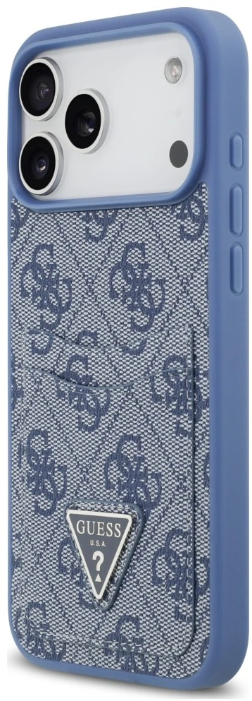 Dėklas Guess 4G Double Card Triangle do iPhone 18 Pro Max / 17 Pro Max mėlyna