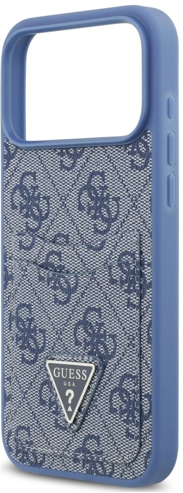 Dėklas Guess 4G Double Card Triangle do iPhone 18 Pro Max / 17 Pro Max mėlyna