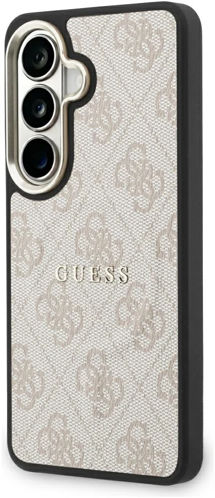 Guess PU Leather 4G Gold Frame Magnetic dėklas skirtas Samsung Galaxy S26 rožinės spalvos