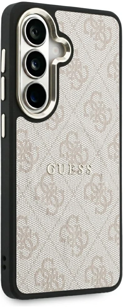 Guess PU Leather 4G Gold Frame Magnetic dėklas skirtas Samsung Galaxy S26 rožinės spalvos