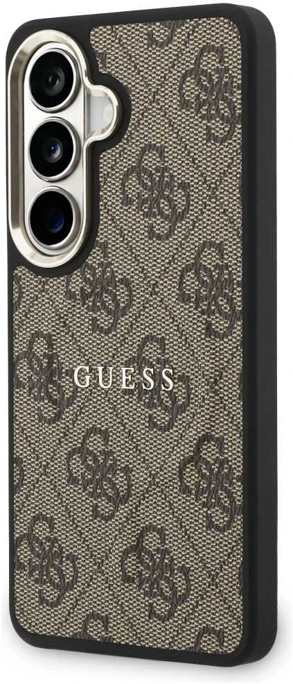 Guess PU Leather 4G Gold Frame Magnetic dėklas skirtas Samsung Galaxy S26 rudos spalvos