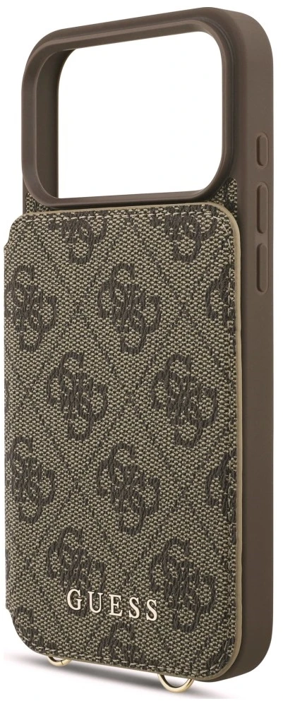 Dėklas Guess 4G Cardslots & Magnetic Closure Crossbody do iPhone 18 Pro Max / 17 Pro Max ruda