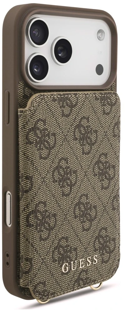 Dėklas Guess 4G Cardslots & Magnetic Closure Crossbody do iPhone 18 Pro Max / 17 Pro Max ruda